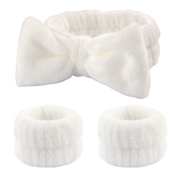 Wash face headband waterproof wrist strap set butterfly bow simple headband wrist 3-piece set - Image 6