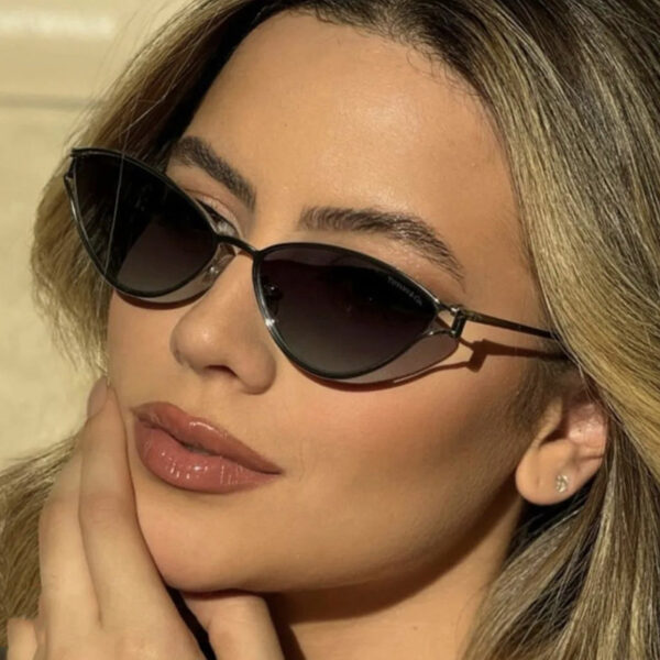 Triangle cat eye sunglasses with hollowed out high-end feel, new personalized sunglasses, trendy metal sunglasses - Image 4