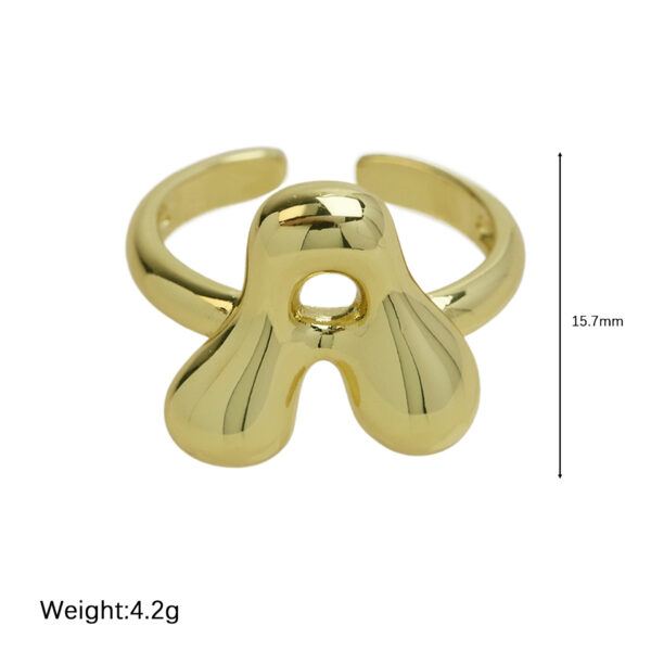 Golden smooth bubble balloon bubble cute chubby 26 letter ring - Image 5