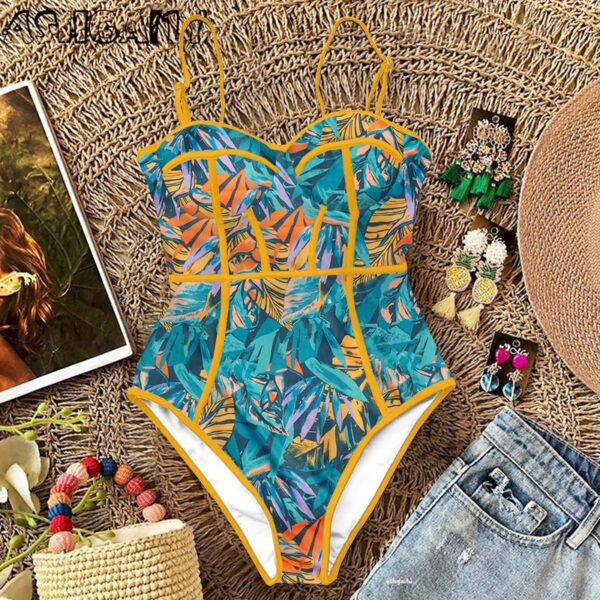 New Sexy One Piece Swimsuit Women Swimwear Cut Out Bathing Suit Summer Push Up Monokini Print Swim Suit  Beach Wear Female - Image 12
