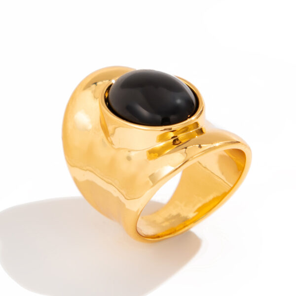 Retro Irregular Inlaid Gemstone Ring Geometric Acrylic Versatile Ring Set - Image 5
