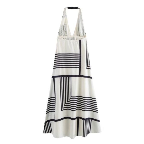 Fashionable and sexy neck hanging loose striped MIDI dress - Image 2