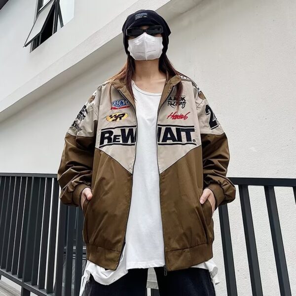 American style detachable motorcycle jacket couple retro hip-hop loose versatile couple baseball jacket new style jacket - Image 11