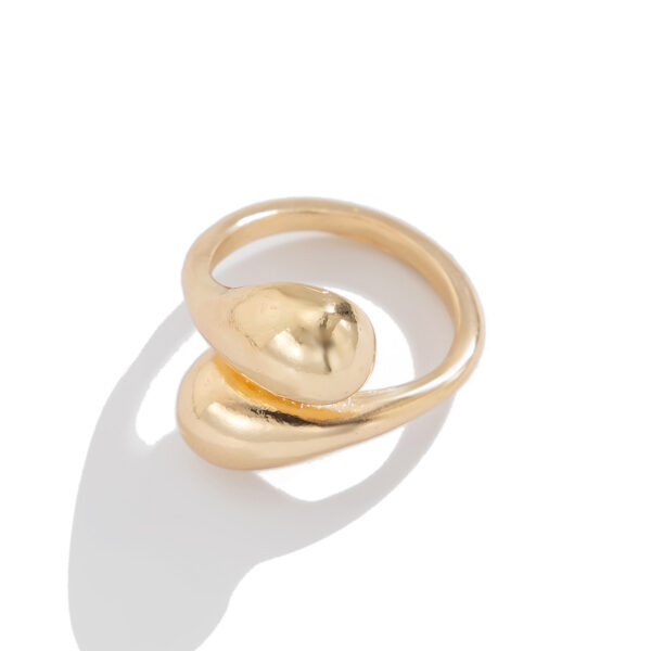 Fashionable photosensitive surface double droplet alloy ring, simple and adjustable cross geometric ring - Image 5