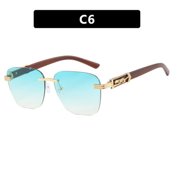 Wooden Leg Leopard Decorative Sunglasses New Retro Sunglasses Frameless Polygonal Leopard Head Sunglasses - Image 11