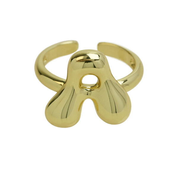 Golden smooth bubble balloon bubble cute chubby 26 letter ring - Image 6