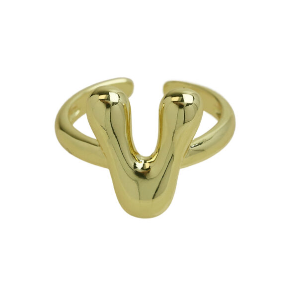 Golden smooth bubble balloon bubble cute chubby 26 letter ring - Image 27