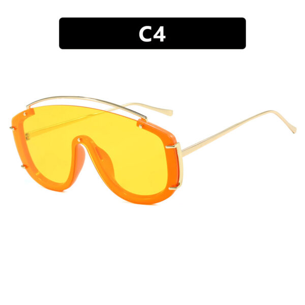 Trendy large frame one-piece sunglasses with a metallic high-end feel, Instagram sunglasses with personalized outdoor internet celebrity sunglasses - Image 9