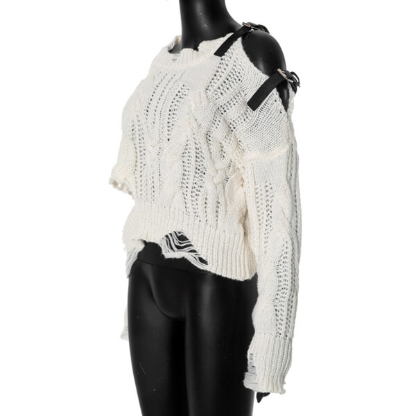 European and American hollow hole design loose sweater long sleeved lazy style top - Image 3