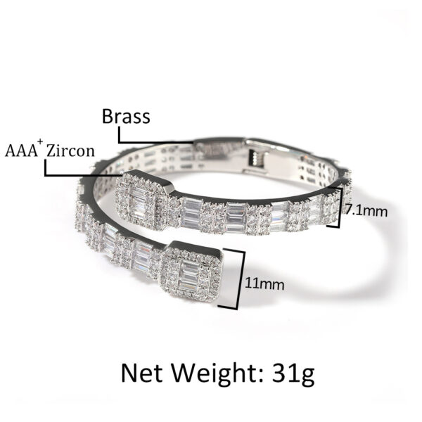 Fashionable Opening Bracelet Ins Style Diamond Set Interwoven Two Color Bracelet Personalized Hip Hop Men's Handpiece - Image 2