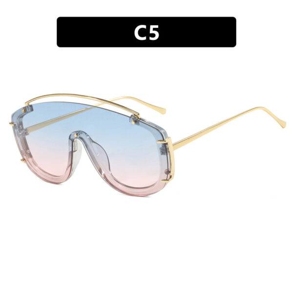 Trendy large frame one-piece sunglasses with a metallic high-end feel, Instagram sunglasses with personalized outdoor internet celebrity sunglasses - Image 10