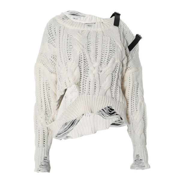 European and American hollow hole design loose sweater long sleeved lazy style top - Image 6