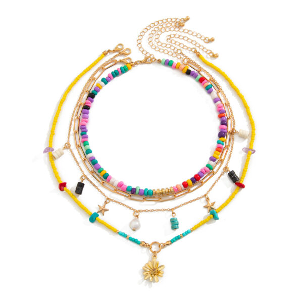 Personalized style mermaid tassel pendant necklace set, niche alloy multi-layer collarbone chain - Image 5