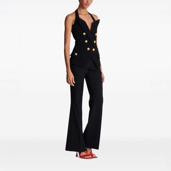 Autumn niche design hanging neck sexy backless little woman double breasted temperament small tank top vest vest vest - Image 3