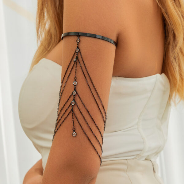 Fashionable and sexy multi-layer tassel bracelet inlaid with white anti pearl arm chain - Image 16