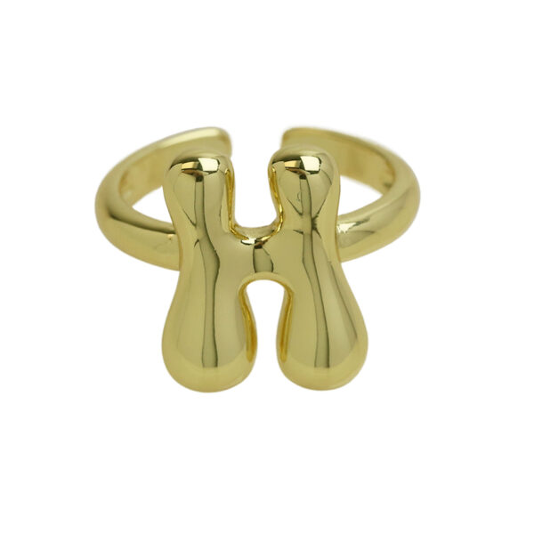 Golden smooth bubble balloon bubble cute chubby 26 letter ring - Image 13