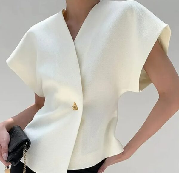 Hot selling V-neck metal decorative cardigan top on AliExpress for European and American women's clothing - Image 6