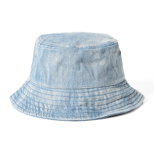 Washed denim fisherman hat for men and women in summer, Korean version, Japanese art, old flat top sunshade cloth hat, sun protection basin hat - Image 3