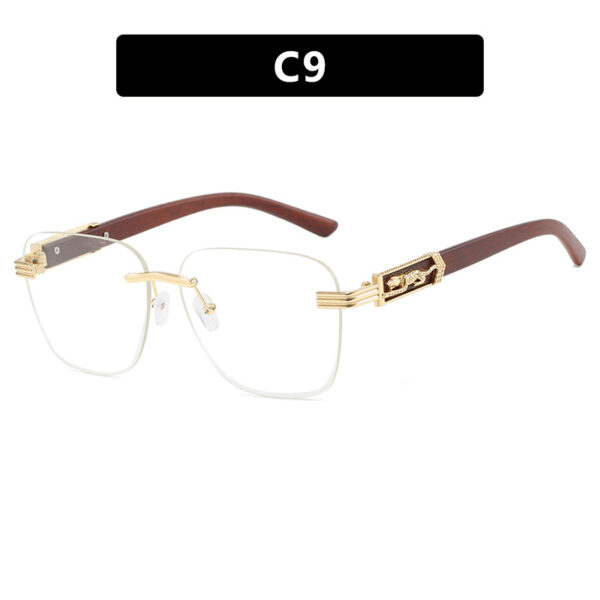 Wooden Leg Leopard Decorative Sunglasses New Retro Sunglasses Frameless Polygonal Leopard Head Sunglasses - Image 14