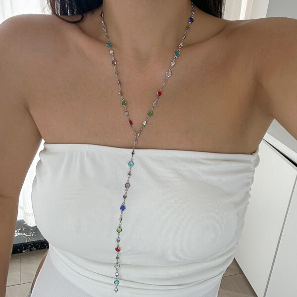 Fashionable tassel Y-shaped chain necklace for women, simple and multi-layered oil dripping bead collarbone chain - Image 7