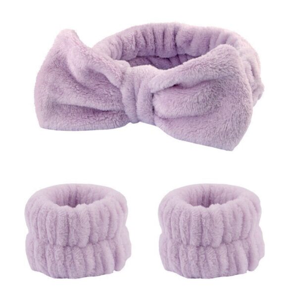 Wash face headband waterproof wrist strap set butterfly bow simple headband wrist 3-piece set - Image 12