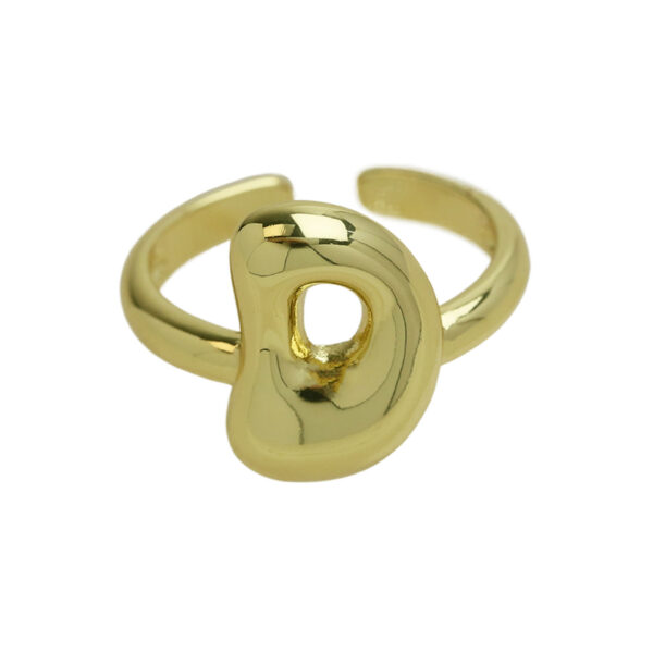 Golden smooth bubble balloon bubble cute chubby 26 letter ring - Image 9