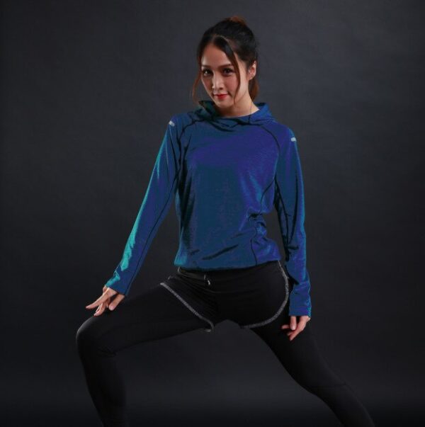 Autumn Thin Women Running T Shirts Gym Fitness Long Sleeves Sweatshirts Quick Dry Training Breathable Hood Sports Yoga Clothing - Image 6