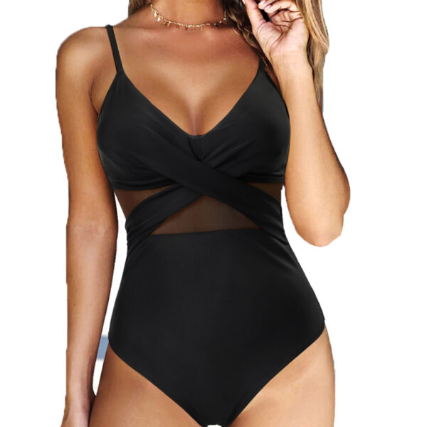 Slimming and meat blocking one-piece swimsuit for women new mesh splicing backless swimsuit