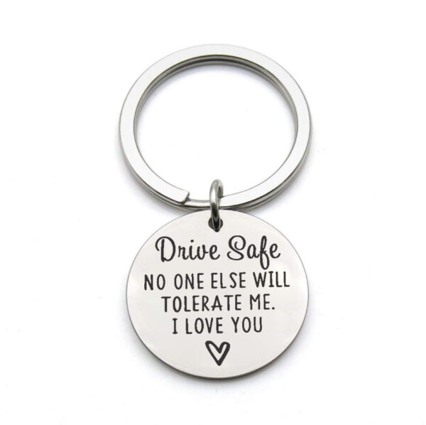 Driving safety stainless steel keychain Couple boyfriend girlfriend gift - Image 3