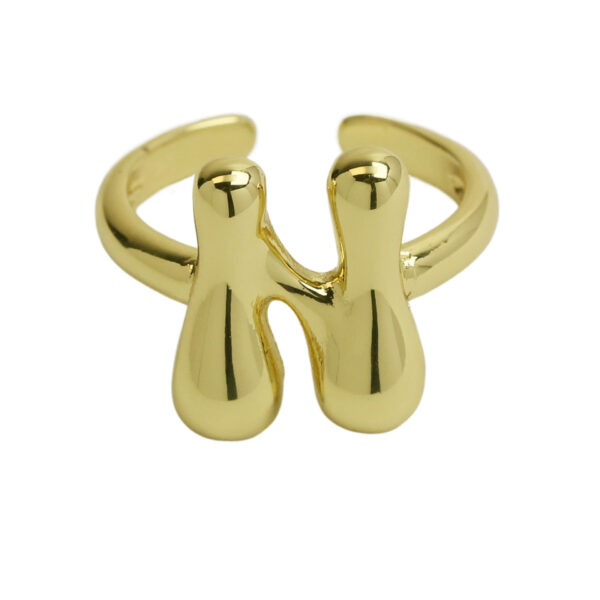 Golden smooth bubble balloon bubble cute chubby 26 letter ring - Image 19