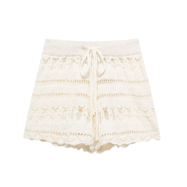 Summer new fashionable crochet top and shorts set - Image 7
