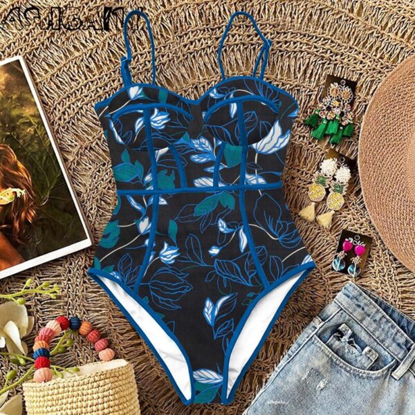 New Sexy One Piece Swimsuit Women Swimwear Cut Out Bathing Suit Summer Push Up Monokini Print Swim Suit  Beach Wear Female - Image 3