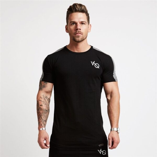 Sport T Shirt Men Cotton O-Neck Gym Training T shirt men Elastic tight Running T shirt Sport Bodybuilding Fitness shirt - Image 7