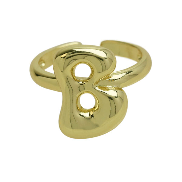 Golden smooth bubble balloon bubble cute chubby 26 letter ring - Image 7