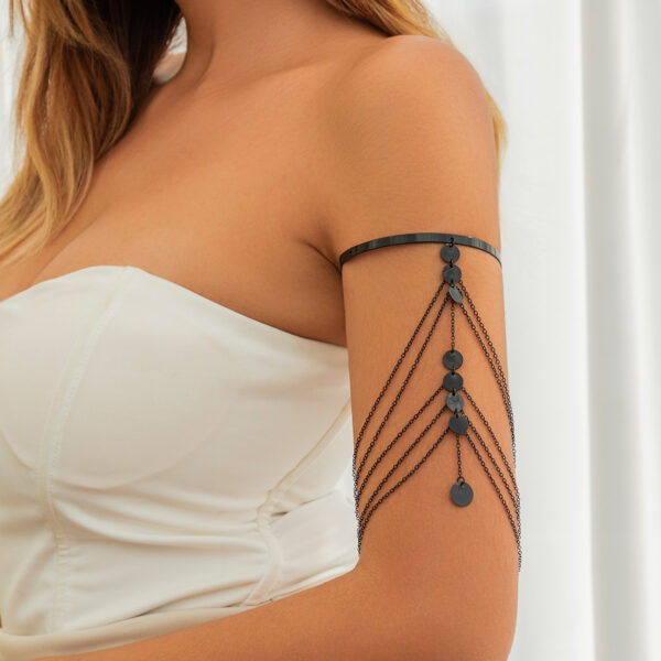 Fashionable and sexy multi-layer tassel bracelet inlaid with white anti pearl arm chain - Image 13