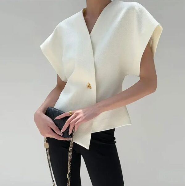 Hot selling V-neck metal decorative cardigan top on AliExpress for European and American women's clothing - Image 3