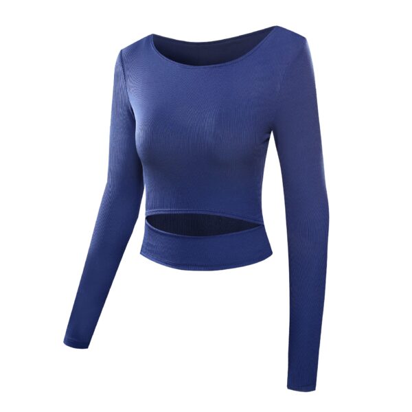 Women Gym White Yoga Crop Tops Yoga Shirts Long Sleeve Workout Tops Fitness Running Sport T-Shirts Training Yoga Sportswear Sexy - Image 5