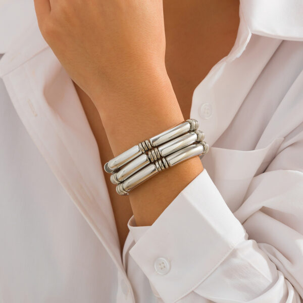 Fashionable irregular CCB bent tube bracelet with simple smooth surface Bracelet set new style - Image 2
