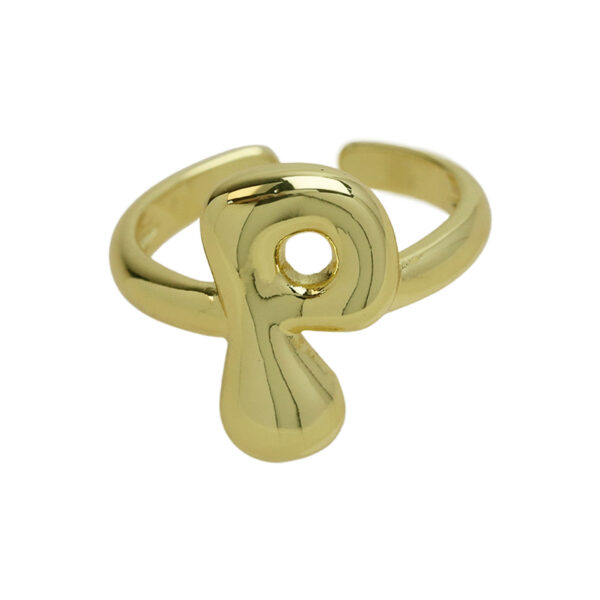 Golden smooth bubble balloon bubble cute chubby 26 letter ring - Image 21