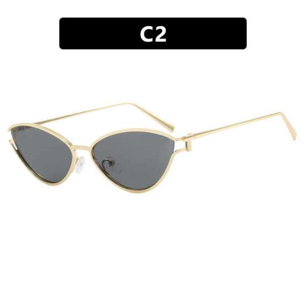 Triangle cat eye sunglasses with hollowed out high-end feel, new personalized sunglasses, trendy metal sunglasses - Image 7