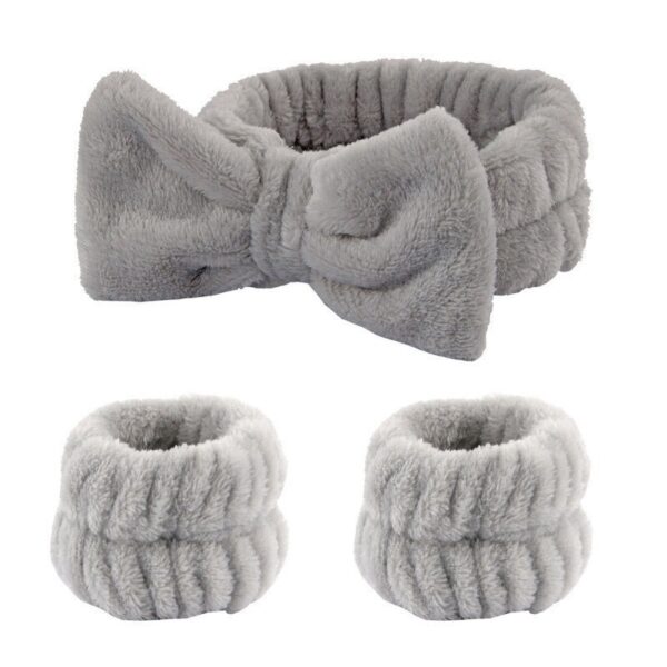 Wash face headband waterproof wrist strap set butterfly bow simple headband wrist 3-piece set - Image 7