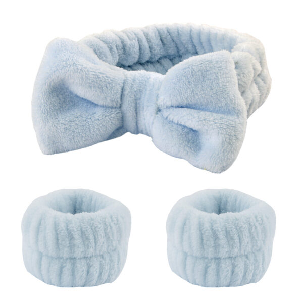 Wash face headband waterproof wrist strap set butterfly bow simple headband wrist 3-piece set - Image 11