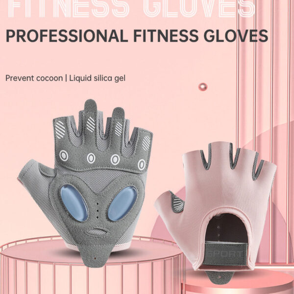 Sports gloves female yoga exercise anti-skid shock absorption half finger gloves wear-resistant breathable riding gloves - Image 4