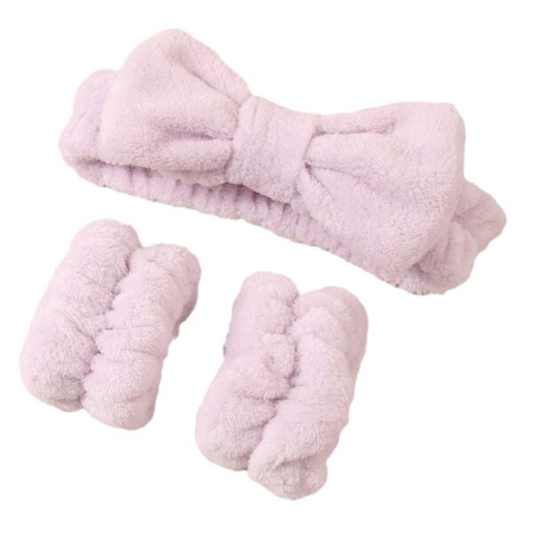 Wash face headband waterproof wrist strap set butterfly bow simple headband wrist 3-piece set - Image 5