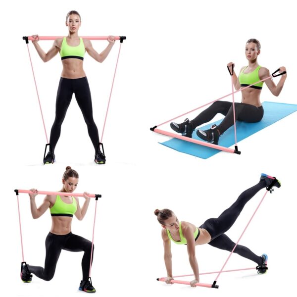 Pilates Exercise Stick Toning Bar Fitness Home Yoga Gym Body Workout Body Abdominal Resistance Bands Rope Puller - Image 4