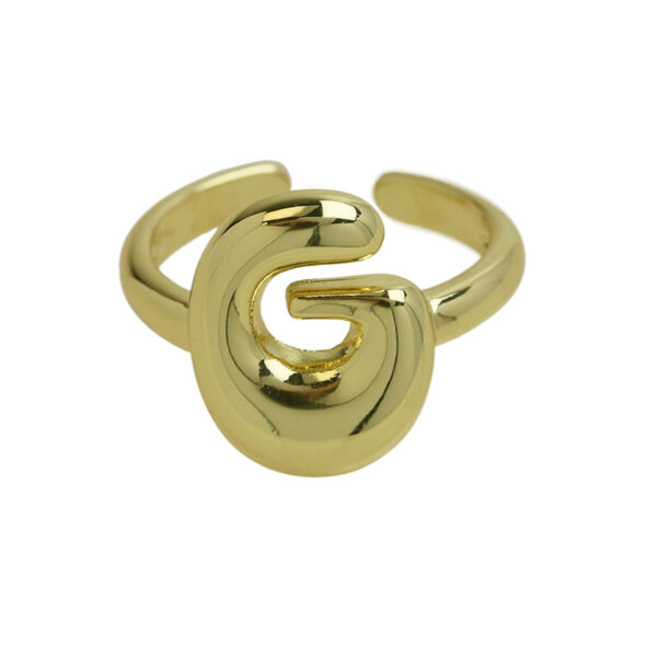 Golden smooth bubble balloon bubble cute chubby 26 letter ring - Image 12