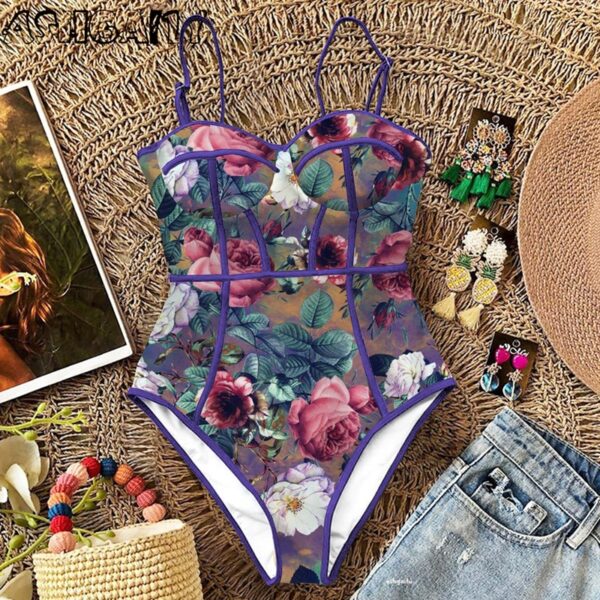 New Sexy One Piece Swimsuit Women Swimwear Cut Out Bathing Suit Summer Push Up Monokini Print Swim Suit  Beach Wear Female - Image 10