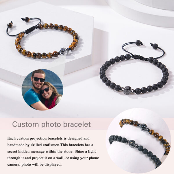 Photo projection bracelet 100 languages ​​I Love You natural stone custom bracelet picture jewelry - Image 3