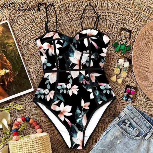 New Sexy One Piece Swimsuit Women Swimwear Cut Out Bathing Suit Summer Push Up Monokini Print Swim Suit  Beach Wear Female - Image 7