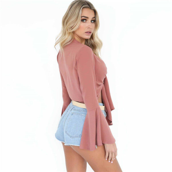 Women Boho Beach wear Summer Holiday Casual Sexy Top Vest Blouse long Sleeve Femme Lady Hipster tumblr Midriff sunscreen Blouse - Image 3